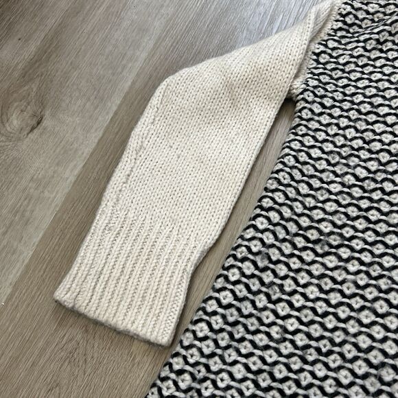 GAP Open Cardigan Sweater Womens XS / Small Oversize White Black Soft Wool Blend - Picture 4 of 10